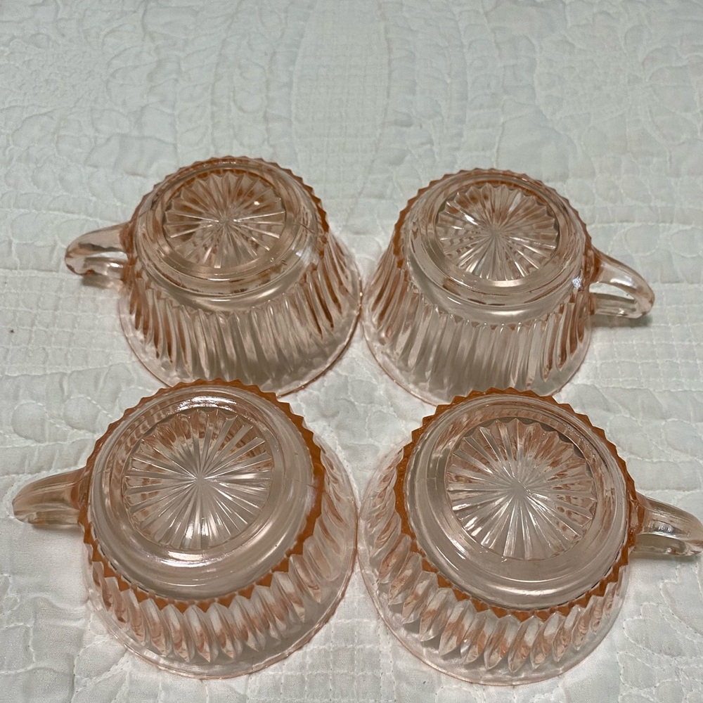 Elegant Pink Depression Glass Teacup Set of 4. 
Manufactured by Anchor Hocking. - Picture 3 of 8